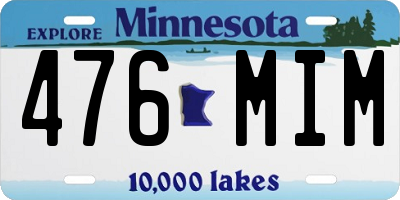 MN license plate 476MIM