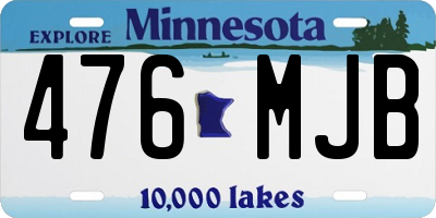 MN license plate 476MJB