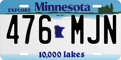 MN license plate 476MJN