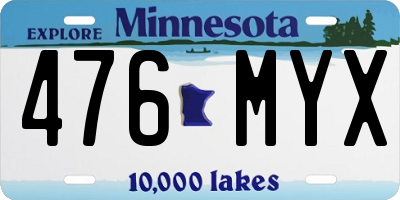 MN license plate 476MYX