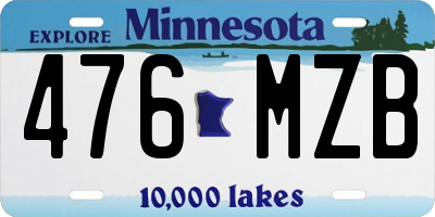 MN license plate 476MZB