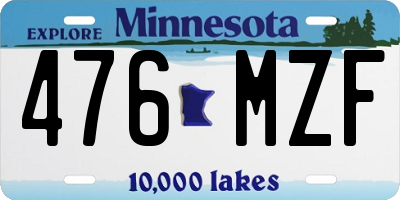 MN license plate 476MZF