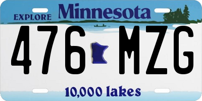 MN license plate 476MZG
