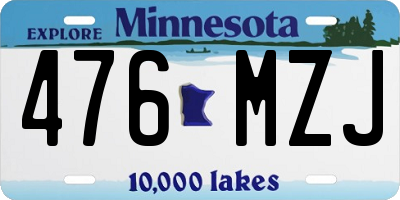 MN license plate 476MZJ