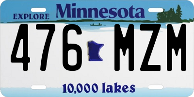 MN license plate 476MZM