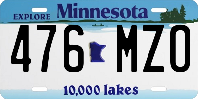 MN license plate 476MZO