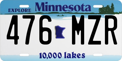 MN license plate 476MZR