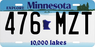 MN license plate 476MZT