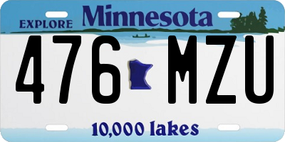 MN license plate 476MZU