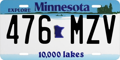 MN license plate 476MZV