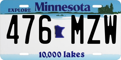 MN license plate 476MZW