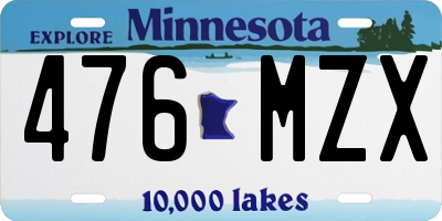 MN license plate 476MZX