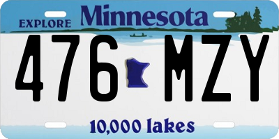 MN license plate 476MZY