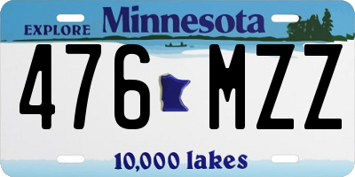 MN license plate 476MZZ