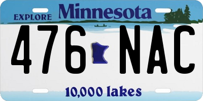 MN license plate 476NAC