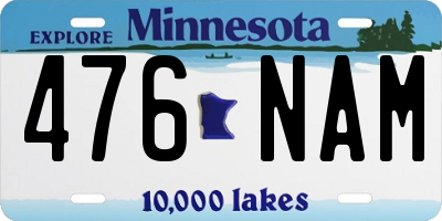 MN license plate 476NAM