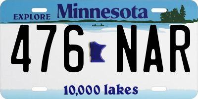 MN license plate 476NAR