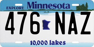 MN license plate 476NAZ