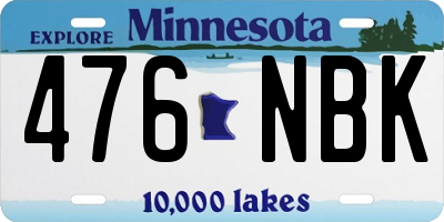 MN license plate 476NBK