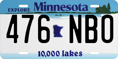 MN license plate 476NBO