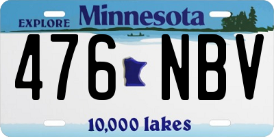 MN license plate 476NBV