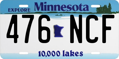 MN license plate 476NCF