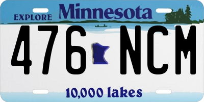 MN license plate 476NCM