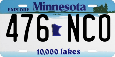 MN license plate 476NCO