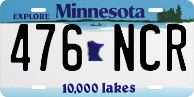 MN license plate 476NCR