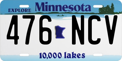 MN license plate 476NCV