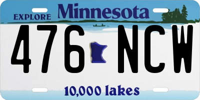 MN license plate 476NCW