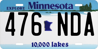MN license plate 476NDA