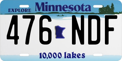 MN license plate 476NDF