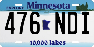 MN license plate 476NDI