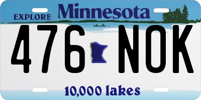 MN license plate 476NOK