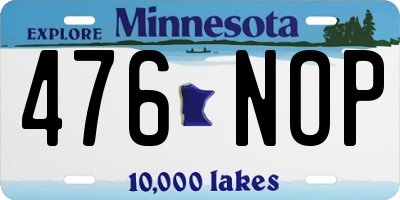MN license plate 476NOP