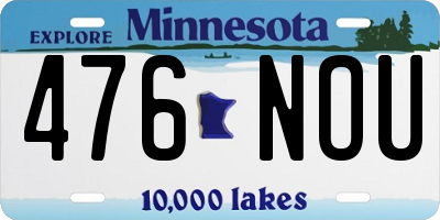 MN license plate 476NOU