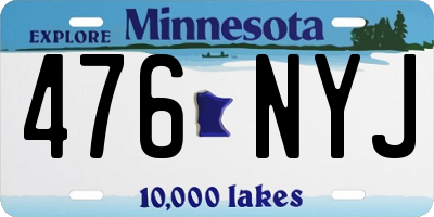 MN license plate 476NYJ