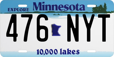 MN license plate 476NYT
