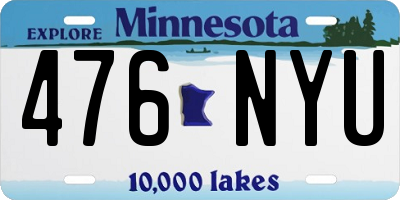 MN license plate 476NYU