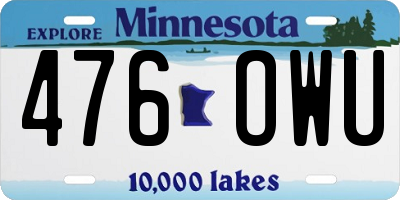 MN license plate 476OWU