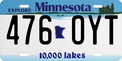 MN license plate 476OYT