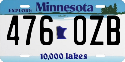 MN license plate 476OZB