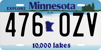 MN license plate 476OZV