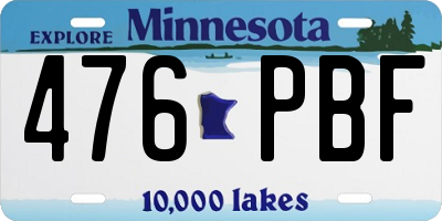 MN license plate 476PBF
