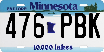 MN license plate 476PBK