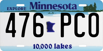 MN license plate 476PCO