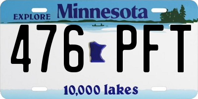 MN license plate 476PFT