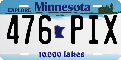 MN license plate 476PIX