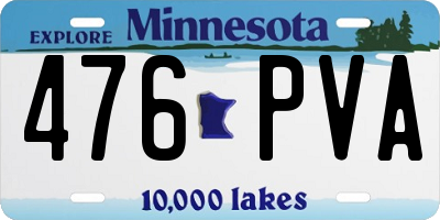 MN license plate 476PVA
